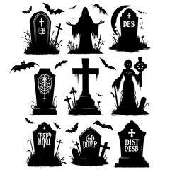 Horror tombstone for halloween template