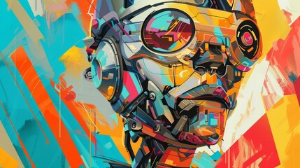 Poster - robot-themed artwork with bold designs, vibrant colors, and intricate details captures futuristic cr