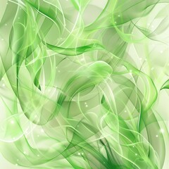 Poster - Green and white abstract background with soft flowing curves and sparkles