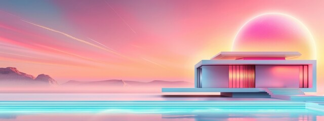 Wall Mural - Upper hovering outposts with sleek designs and vibrant colors, upper hovering outposts, futuristic architecture and vibrant aesthetics