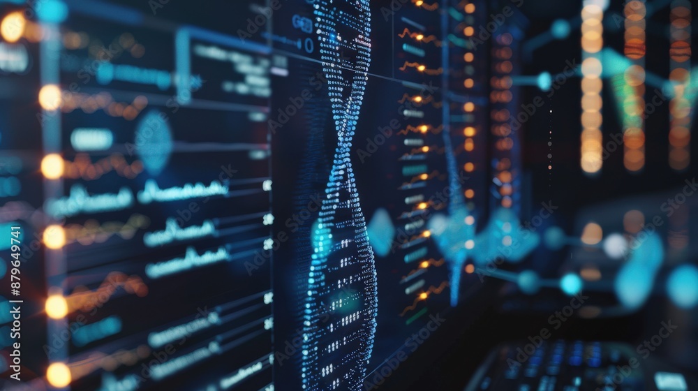 Technological display of gene-editing software being used in research ...