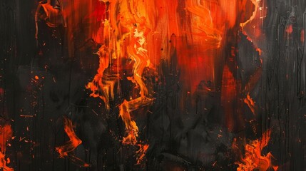 Leinwandbilder - Vertical flames on a black canvas, intense orange and red fire