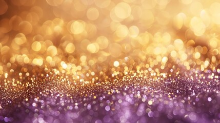 Poster - Gold horizontal pattern with purple bokeh, soft light, copy space