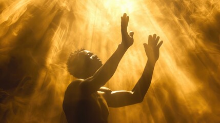 Uplifted Hands in Spiritual Light