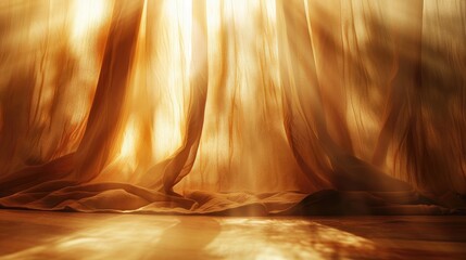 Poster - Sunlight Filtered Through Curtains Fabric Background Empty Space