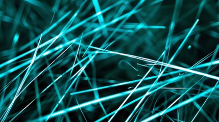 Poster - Glowing blue chaotic electric wires
