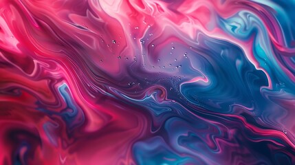 Aufkleber - A vibrant blend of swirling pink red and blue hues in an abstract fluid art composition perfect for dynamic and creative backgrounds : Generative AI