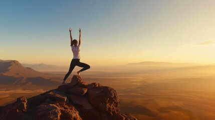 Wall Mural - Peaceful Yoga Retreat in Majestic Mountain Landscape