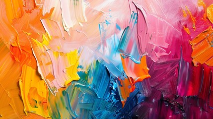 Aufkleber - Abstract colorful oil painting on canvas Oil paint texture with brush and palette knife strokes Modern art cover design concept : Generative AI