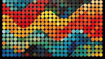 Sticker - abstract painting featuring a grid of various colored circles