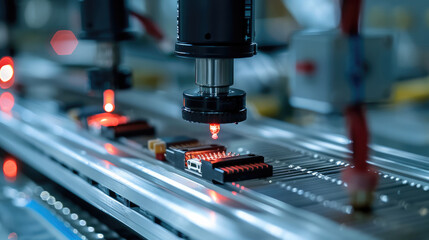 Aufkleber - A close-up photo of the production process of USB flash drive environmental testing in the factory. Generative AI.