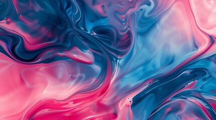 Aufkleber - A vibrant blend of swirling pink red and blue hues in an abstract fluid art composition perfect for dynamic and creative backgrounds : Generative AI