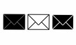 © Rustanto - black and white message icon. three envelope logo vector on white background.
