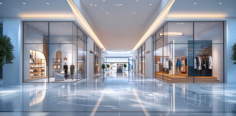Poster - Front view of shopping store contemporary. Generative AI.