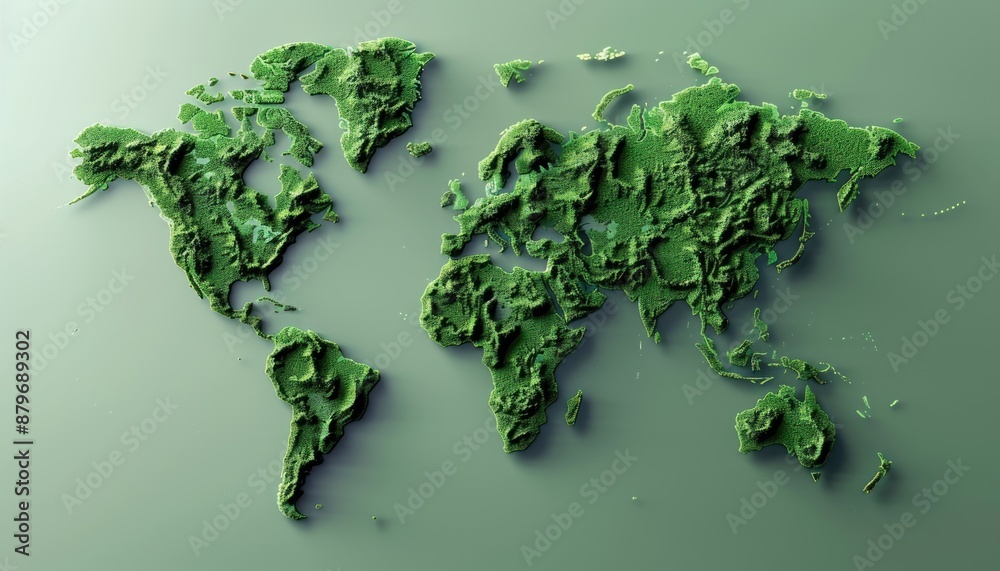 3D surface of earth planet. Map of the planet. World map with ...