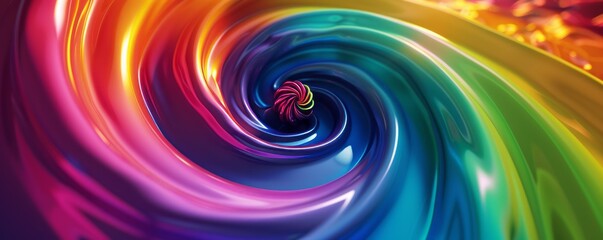 Wall Mural - Spiraling vortex with rainbow hues, 4K hyperrealistic photo