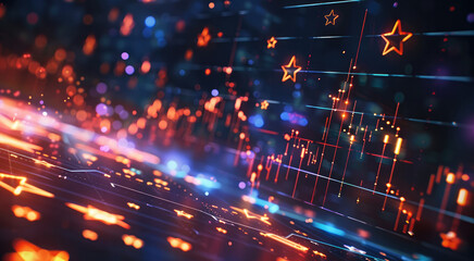 Aufkleber - Trading charts three stars in the south pattern. Generative AI.