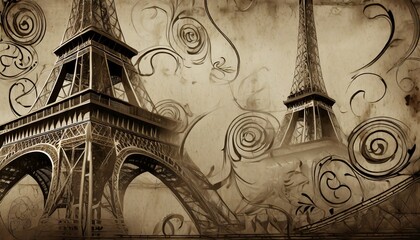 Wall Mural - vintage eiffel tower