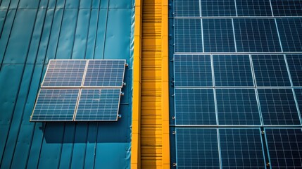 Wall Mural - a solar panel on the roof is an alternative form of energy that helps save resources and promotes su