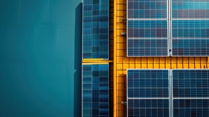 Wall Mural - a solar panel on the roof is an alternative form of energy that helps save resources and promotes su