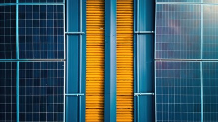 Wall Mural - a solar panel on the roof is an alternative form of energy that helps save resources and promotes su