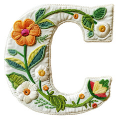 Sticker - PNG Alphabet C embroidery pattern white background.