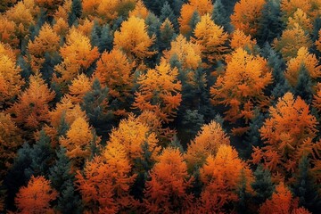 Wall Mural - Autumn aerial photography of tree line