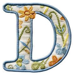 Wall Mural - PNG Alphabet D embroidery pattern white background.