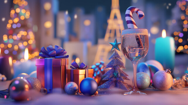 3D illustration of New Year’s Eve