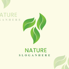 Wall Mural - Nature logo, Illustration of leaves and twigs neatly arranged in a unified whole