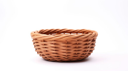 Wall Mural - Wicker basket isolated on pure white background