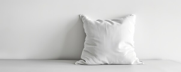 Wall Mural - Isolated white cushion on white background mockup, 4K hyperrealistic photo