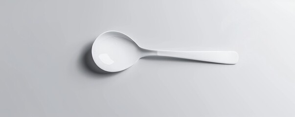 Wall Mural - Isolated white spoon on white background mockup, 4K hyperrealistic photo