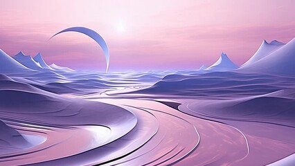 Wall Mural - alien world, deep space landscape with several moons