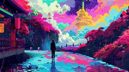 Poster - Colorful pixel art with vibrant designs creates engaging images, blending nostalgia with modern style.