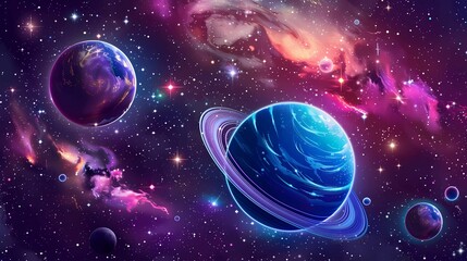 a planet, stars, cosmic motives on isolated backround, vector, different styles, generative ai illus