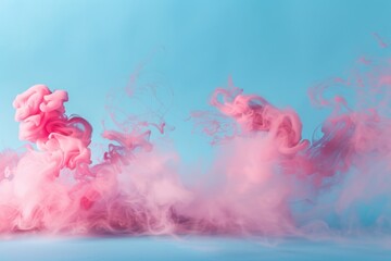 Poster - pink smoke billows and disperses in a studio setting, creating a dramatic and ethereal composition a