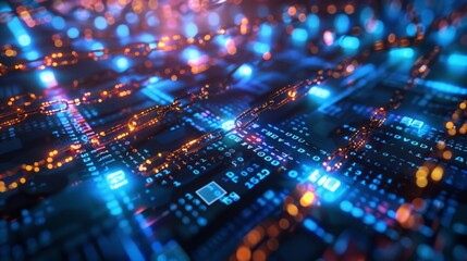Poster - Blockchain technology background, symbolizing decentralized digital ledgers