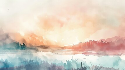 Poster - Blurred edges and soft colors give a watercolor background a nostalgic feel