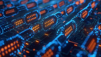 Poster - Blockchain technology background, symbolizing decentralized digital ledgers