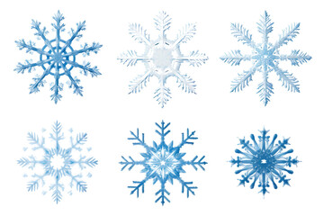 Aufkleber - Assorted snowflake designs with detailed structures Isolated on white backgroun