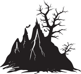 Wall Mural - silhouette Halloween mountain