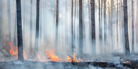 Creating a barrier in a forest to stop wildfires from spreading. Concept Fire Prevention, Forest Protection, Wildfire Control, Barrier Construction, Environmental Conservation