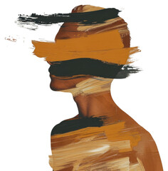 Poster - PNG Man with a brown brush stroke art abstract painting.