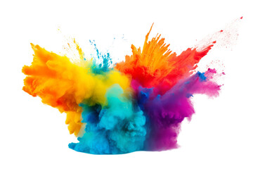 Poster - Colorful holi paint powder explosion captured Isolated on white background