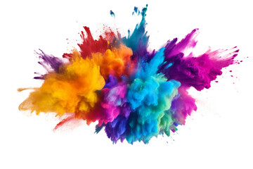 Poster - Colorful paint powder bursting with energy Isolated on white background