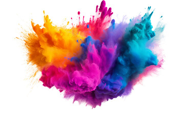 Poster - Colorful paint powder bursting with energy Isolated on white background