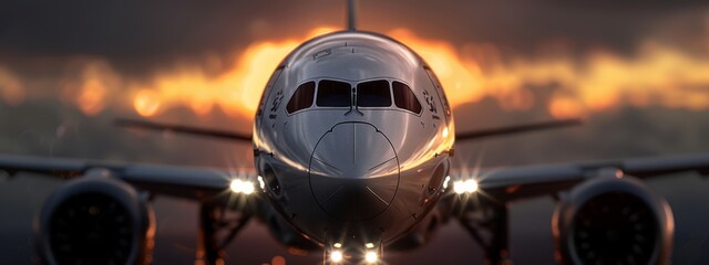 Canvas Print -  A large jetliner emitting substantial smoke while parked on the airport tarmac