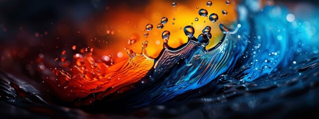 Wall Mural - oranges, blues, and yellows represent drops atop and beneath