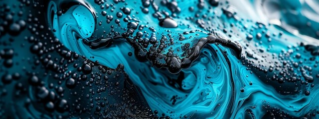 Wall Mural -  A close-up of a blue and black background with water droplets at the bottom No need for bottom of the image and bottom of the bottom, as bottom